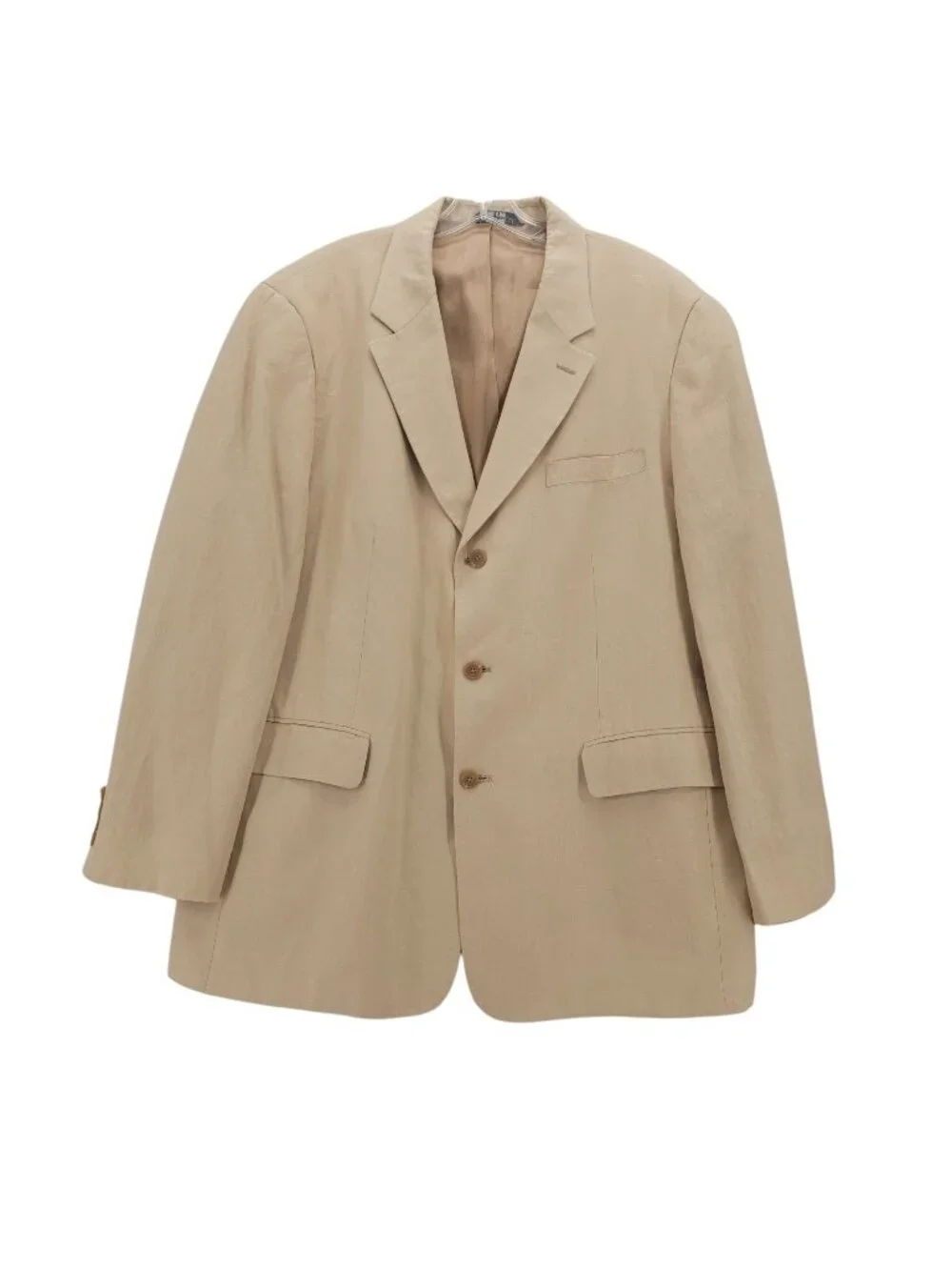 J CREW Vintage Men's 100% Linen Blazer 3 Button Tan Beige MADE IN USA Size 44R